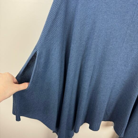 Soft Surroundings Womens Blue Poncho One Size | Oversized Flowy Classic Mature - Picture 4 of 9